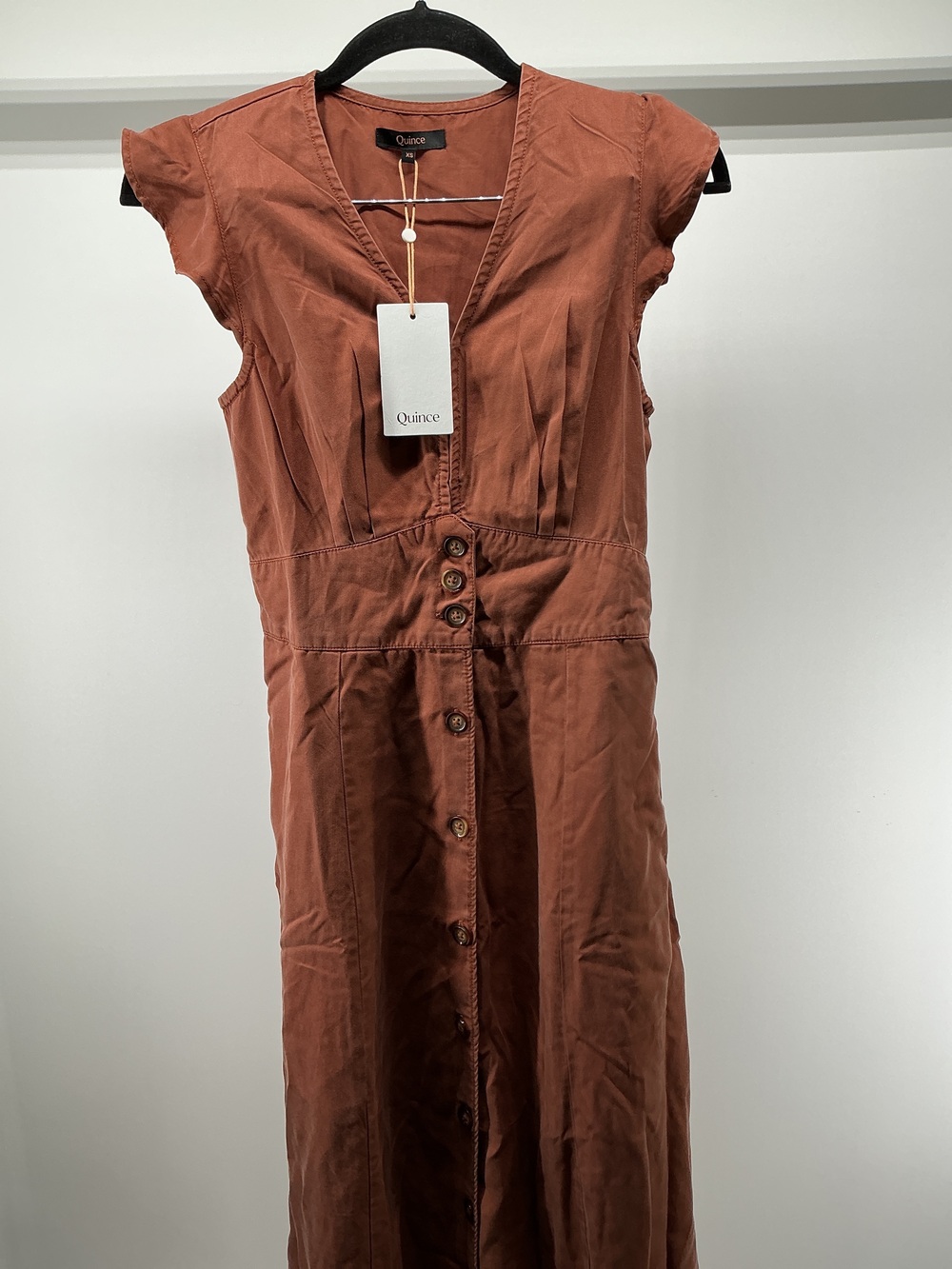 Vintage Wash Tencel Button Front Midi Dress